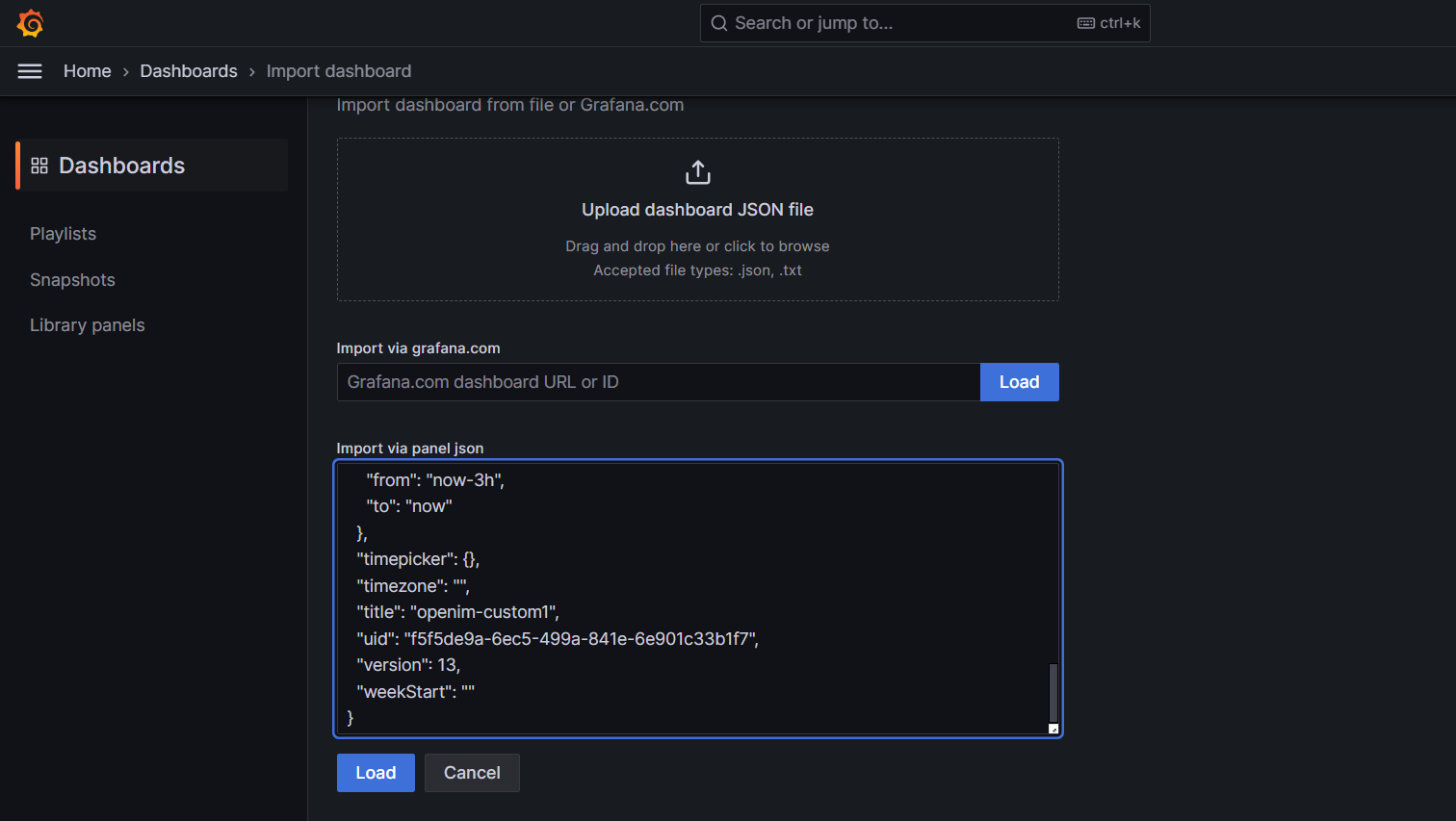 Load the OpenIM dashboard