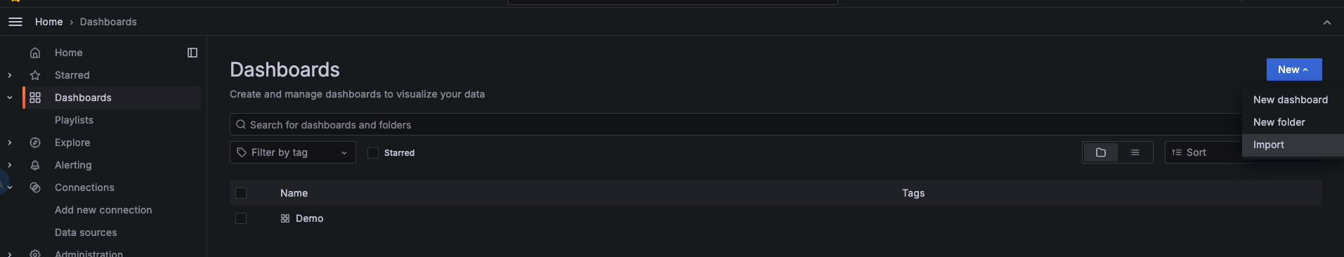 Import a dashboard